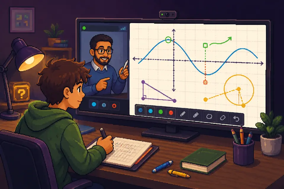 Schüler im persönlichen Video-Chat mit einem Mathematik-Tutor